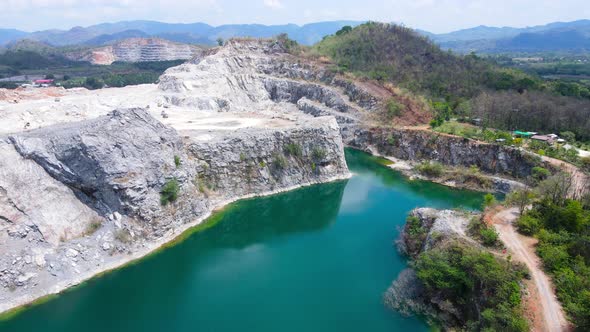 Aerial view landscape Mountain View and lake Blue waters and bluesky