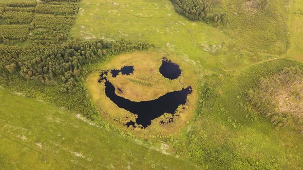 The Fabulous Lake Seems to Be Laughing Slyly Aerial View