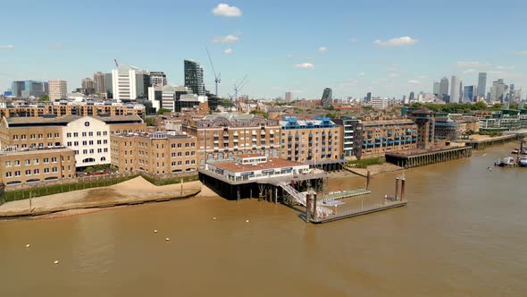 Aerial Video Buildings On The River Thames London