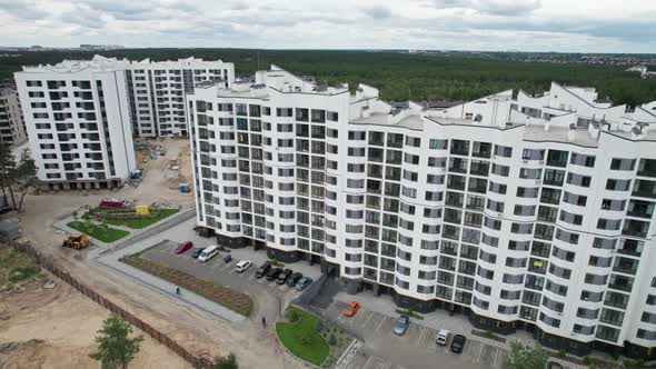 Aerial View of a Newly Modern MultiStorey Building in a Forest Area