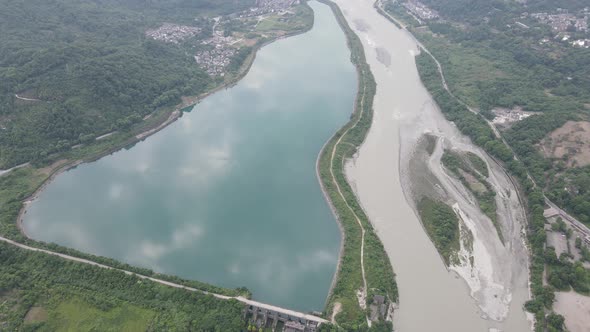 Water landscape of Dujiangyan Lake