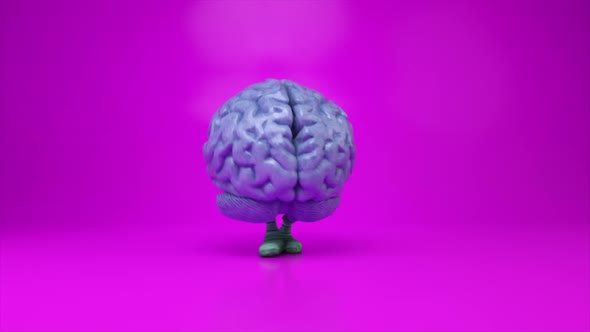 Dancing Brain on a Colorful Pink Background