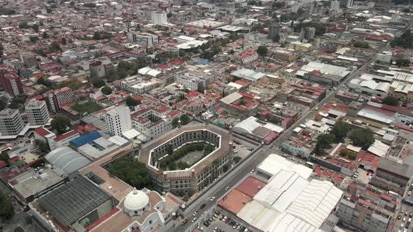 Orbital view of antique prison in Puebla Mexico