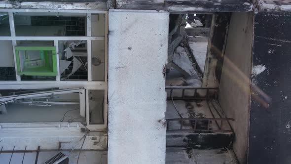 Vertical Video of a Destroyed Building in Borodyanka Ukraine