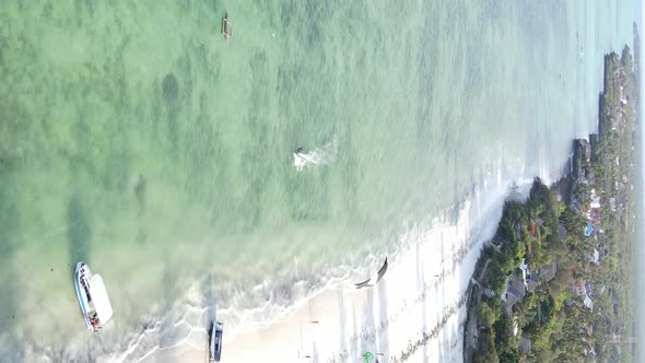 Zanzibar Tanzania  Vertical Video of the Ocean Near the Coast Slow Motion