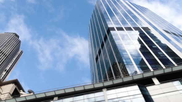 pov driving  timelapse london city skyline skyscrapers urban