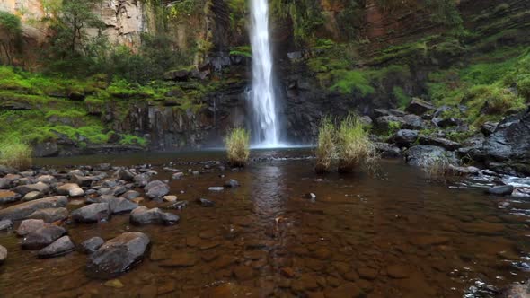 Scenic footage of the amazing Lone Creek falls outside the town of Sabie on the Panorama route in Mp