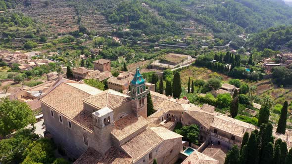 Aerial Drone Video Footage of Valdemossa Town, Mallorca