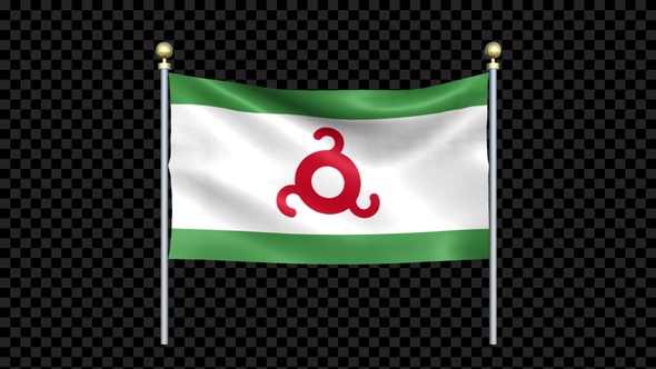 Flag Of Ingushetia  Waving In Double Pole Looped