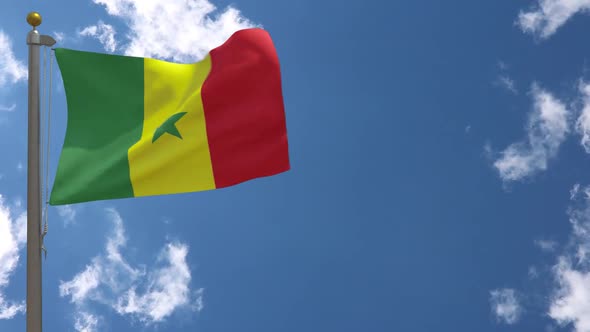 Senegal Flag On Flagpole