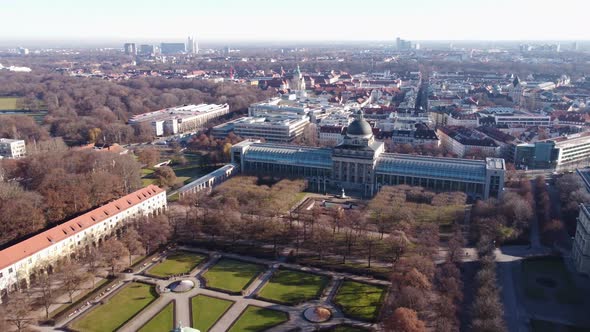 Aerial of the Bavarian Government or Staatskanzlei Building in Munich