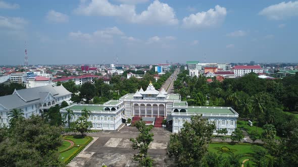 Presidential palace in Vientiane in Laos seen from the sky