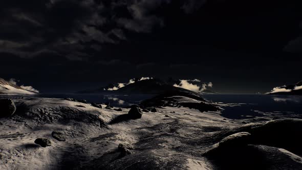 Dramatic Landscape in Antarctica with Storm Coming