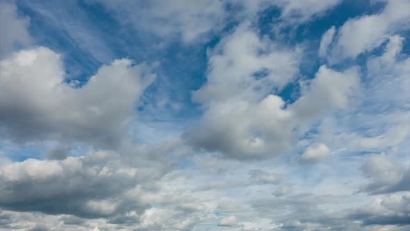 Clouds Flying Against Blue Sky at Sunny Day, Quality Full  Time Lapse.