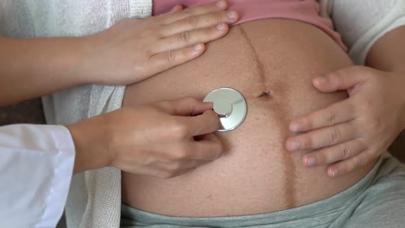 Pregnant Woman and Gynecologist Doctor at Hospital