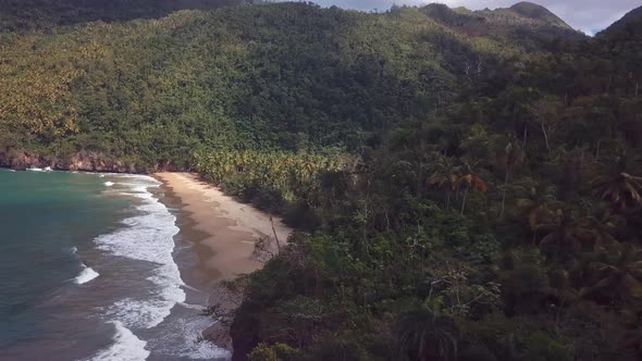 Paradise Beach In The Middle Of The Nature With Palms Tree 4k 24fps