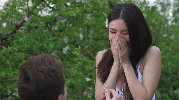 Portrait of Happy Woman During Marriage Proposal