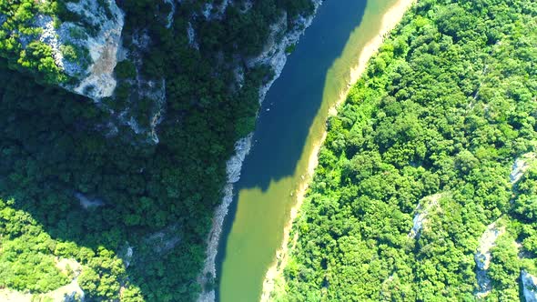 The gorges of the Ardeche in France seen from the sky