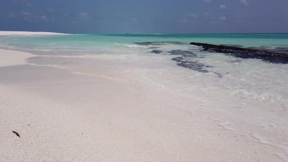 Aerial view landscape of luxury shore beach vacation by transparent water with white sandy backgroun