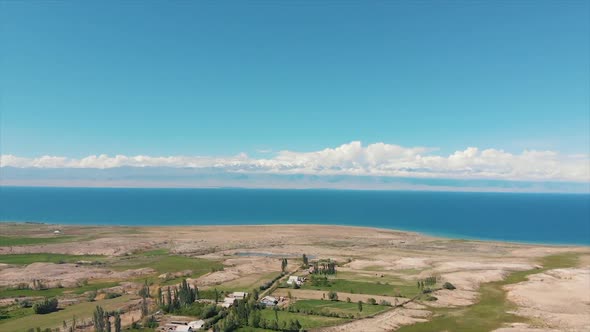 Fly Above The Issyk-kul Lake. Kyrgyzstan, Central Asia