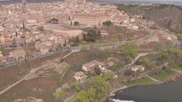 Aerial view of Tajo River and Toledo