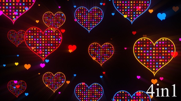 Neon Hearts Background Pack