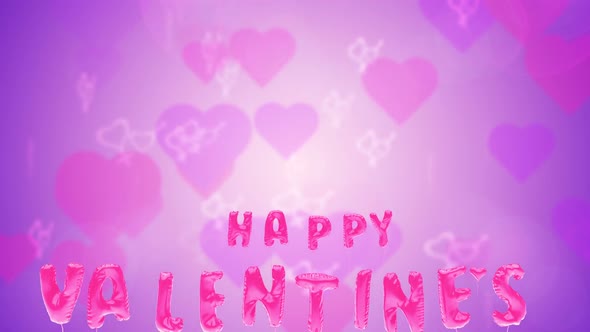 Valentine's Day Balloons Fly on Purple Backdrop