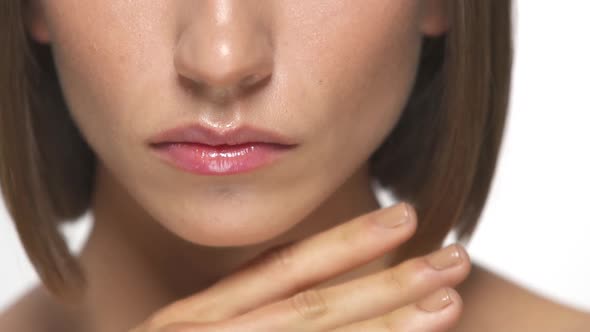 Close-up of Pretty Woman Lips