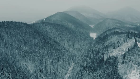 Aerial Beautiful Winter Mountain Landscape