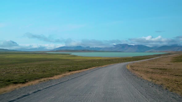 Car Driving on the Road To Iceland