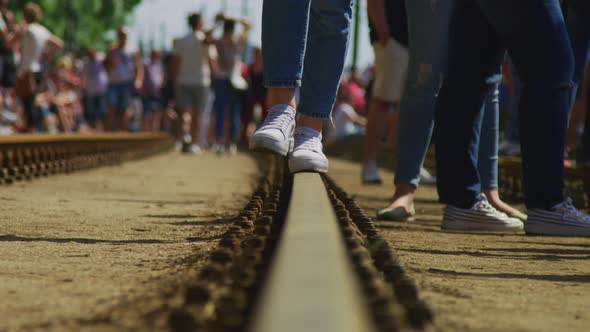 Walking on train tracks