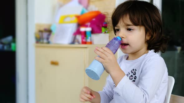 Child Does Self Nasal Washing or Nasal Shower Alone with Special Wireless Device