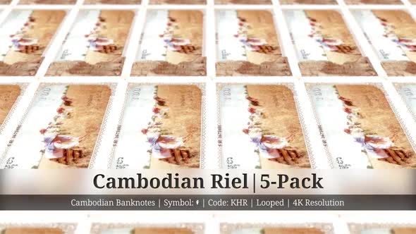 Cambodian Riel | Cambodia Currency - 5 Pack | 4K Resolution | Looped