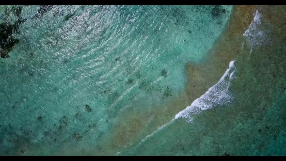 Aerial view travel of marine seashore beach trip by aqua blue water and white sandy background of jo