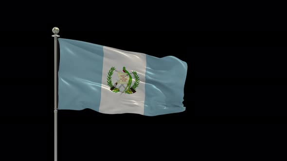 Guatemala Looping Of The Waving Flag Pole With Alpha