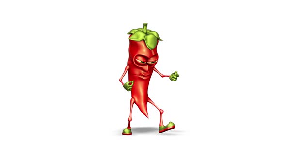 Strong Pepper  Looped Dance on White Background