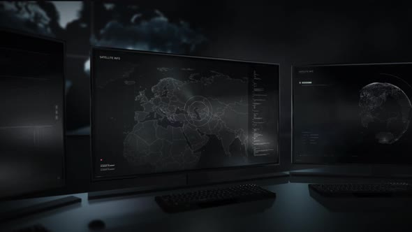 Spy Program For Digital World Map Analysis Searching For Position Of Secret Base alt