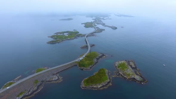 Atlantic Ocean Road Aerial Footage Norway