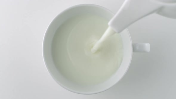 Pouring milk into cup, Slow Motion