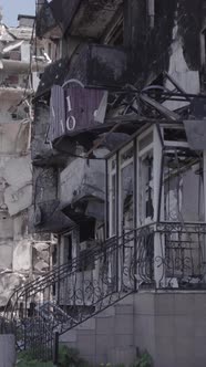 Vertical Video of a House Destroyed By the War in Ukraine