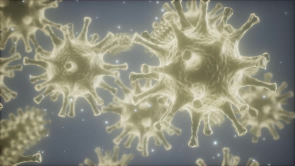 Bacteria Virus or Germs Microorganism Cells Under Microscope with Depth
