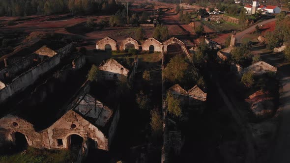 The shadowed walls at sunset in the  São Domingos mine.