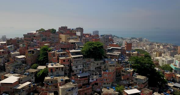 Aerial view of a Brazilian favela in rio de Janeiro, Brazil. 4K