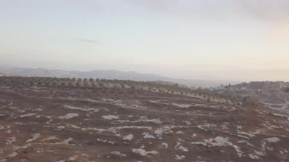 Aerial view of the barren hills of Arraba Palestine
