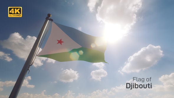 Djibouti Flag on a Flagpole V2 - 4K