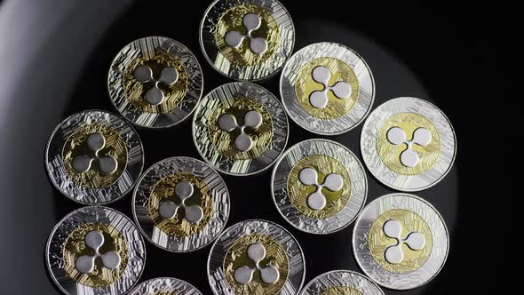 Rotating shot of Bitcoins 