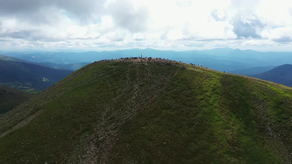 The Top of Mount Hoverla Aerial View