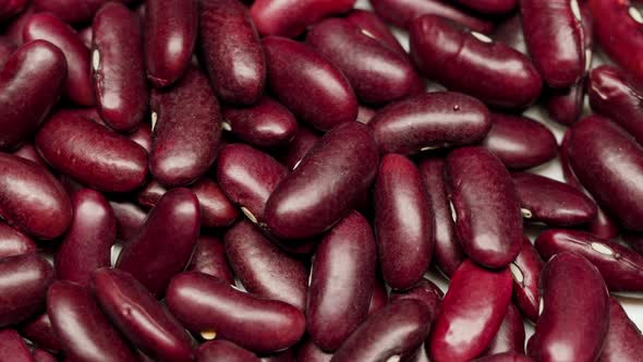 Closeup of Rotating Red Beans on Table