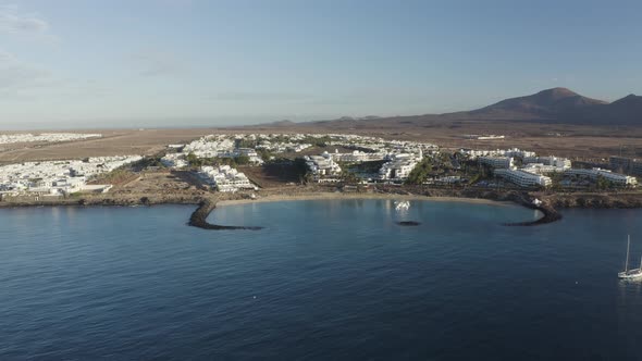 Aerial view of the Marina yacht club, Lanzarote, Canary Islands, Spain.