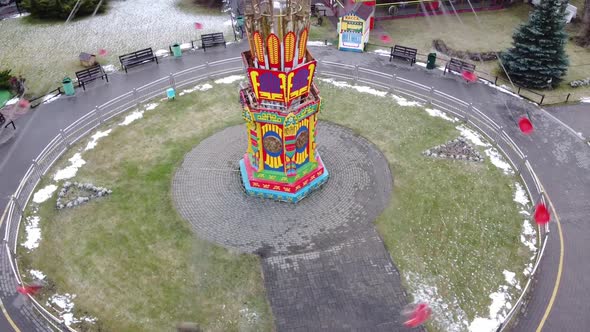 Aerial View of Gagarin Park and Amusement Park Near Victory Park Pobedy in Saint Petersburg, Russia